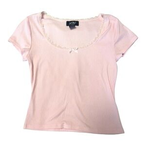 Pink Lace Trim Top